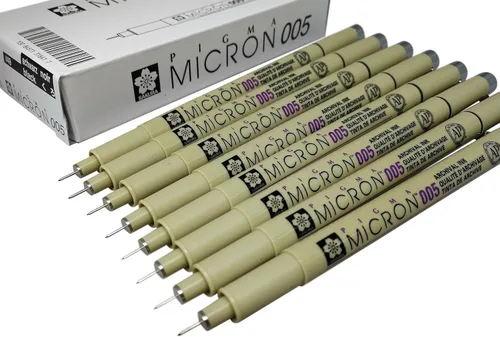 Sakura Pigma Micron Pen 005 Rotulador de tinta negra rotulador, tinta de pigmento archival, punta fina para bolígrafos de dibujo de artistas, juego