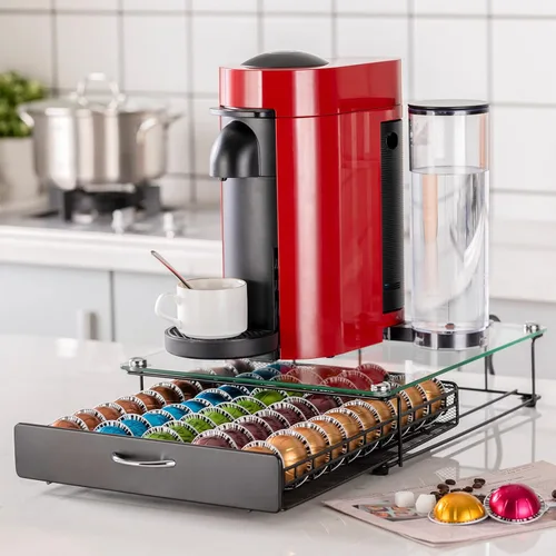 Miniatura 4 de Cajón para cápsulas de café Nespresso Vertuo con vidrio para gabinete, estante de almacenamiento de cápsulas Vertuoline para mostrador