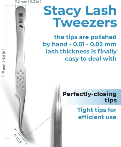 Miniatura 2 de Stacy Lash STL-10 Pinzas de extensión de pestañas curvas/Herramienta separadora de pestañas/Suministros para aislamiento de pestañas postizas Stl-10