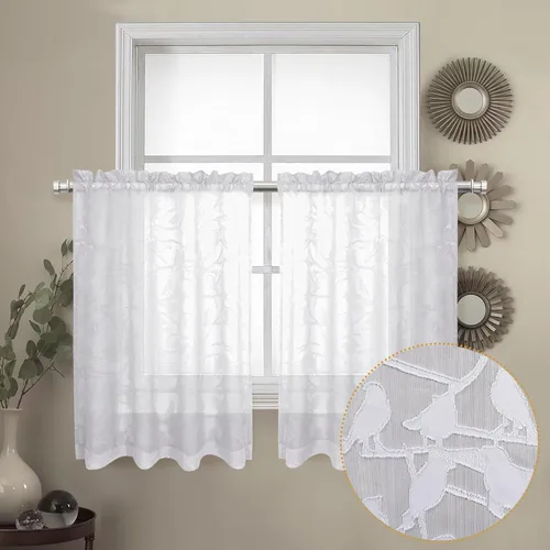 Miniatura 73 de OVZME Anji - 2 paneles de cortinas traslúcidas de gasa marrón de 72 pulgadas de largo para dormitorio, doble bolsillo para barra, tela ligera