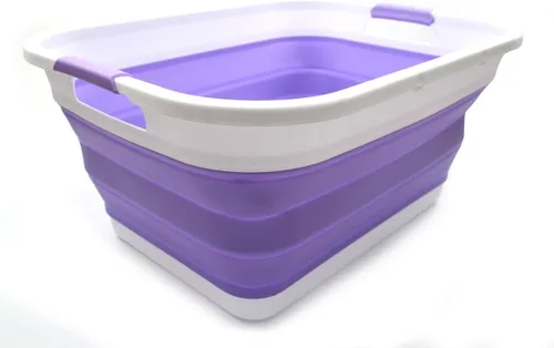 Miniatura 9 de SAMMART Cesta de Lavandería de Plástico Plegable de 41L (10.8 galones) - Contenedor/Organizador de Almacenamiento Emergente Plegable - Tina de Gris