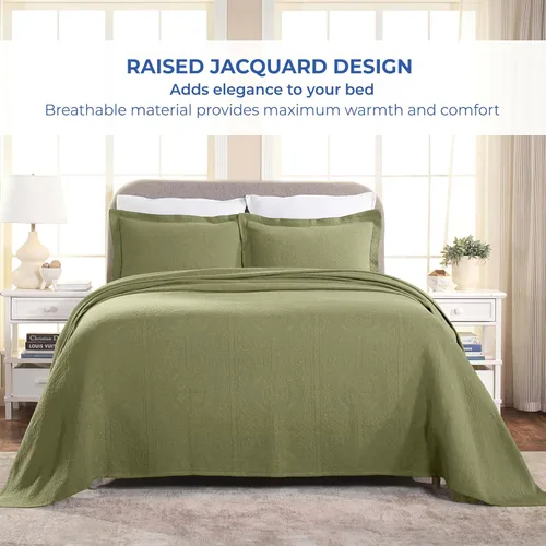 Miniatura 7 de Superior Juego de colcha de algodón con diseño de flor de lis, mantas cálidas, ropa de cama para todas las estaciones, decoración de dormitorio