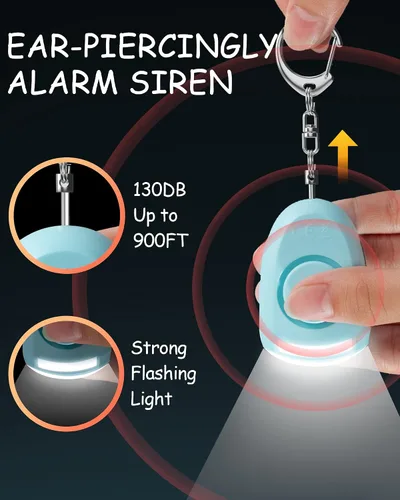 Miniatura 2 de Alarma personal recargable para mujeres, paquete de 2 llaveros de seguridad, sirena de 130 dB y luz estroboscópica, para estudiantes, corredores
