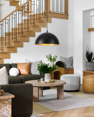 Miniatura 7 de Luces colgantes negras de 15.7 pulgadas para isla de cocina, lámpara colgante industrial grande dorada para interiores, para comedor, dormitorio