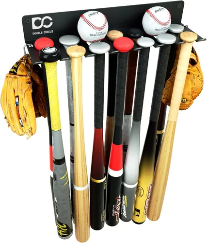 Miniatura 7 de Double Circle Soporte para bates de béisbol, capacidad para 21 murciélagos, soporte de montaje en pared, colgador de metal para almacenamiento