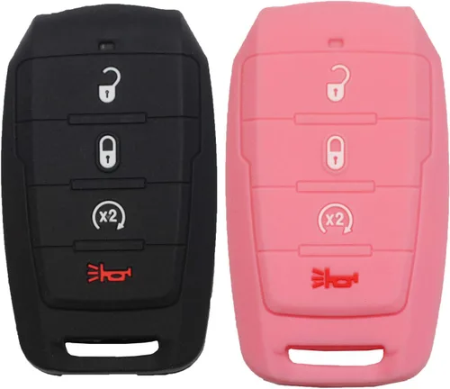 Miniatura 9 de 2 fundas protectoras de goma de silicona con 4 botones para llavero inteligente compatible con Dodge Ram 1500 2019 2020 2021 2022 negro azul