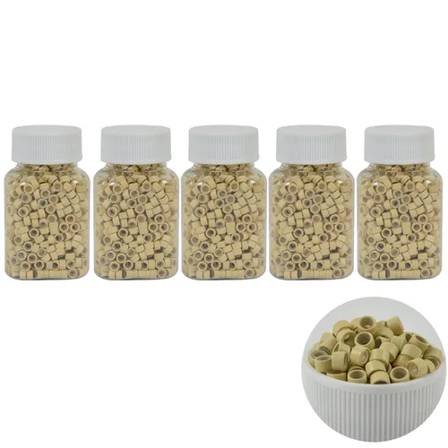 Miniatura 11 de 500 cuentas de extensiones de cabello con micro anillos forrados de silicona de 0.197 in, cuentas para extensiones de cabello con punta I