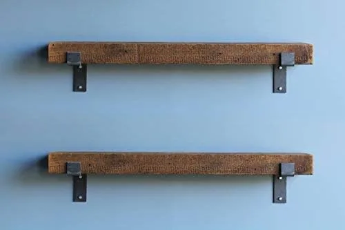 Miniatura 4 de Urban Legacy - Estantes de madera reciclada -flotantes o con soportes, artesanales Amish en el Condado de Lancaster, PA, juego de dos, genuinos