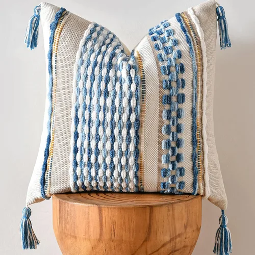 Miniatura 28 de AmHoo - Fundas de almohada de 18 x 18 pulgadas con borlas, fundas de almohada decorativas tejidas con textura de chenilla estilo boho para sofá