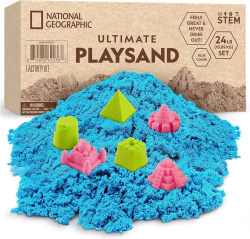 Miniatura 9 de National Geographic Moon Sand - 24 libras de arena de juego con moldes de castillo (natural) - Una actividad sensorial divertida y sin ensuciar