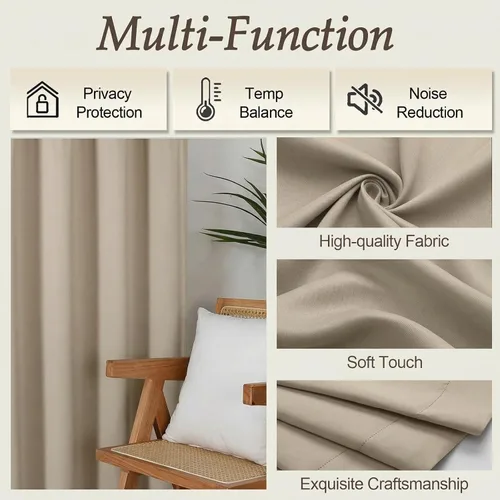 Miniatura 5 de Gwine Cortinas opacas para dormitorio, 54 pulgadas de largo, paneles de cortina de ventana con aislamiento térmico y reducción de ruido, cortinas