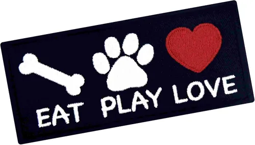 Miniatura 3 de Eat Play Love for Dog Lover - Parche bordado para perro, chaleco/arneses, insignia, gancho y bucle, emblema