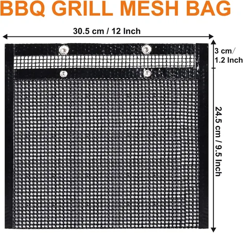 Miniatura 2 de Bolsas de malla para parrilla de barbacoa reutilizables para parrillas al aire libre, 3 bolsas antiadherentes para parrillas eléctricas de gas