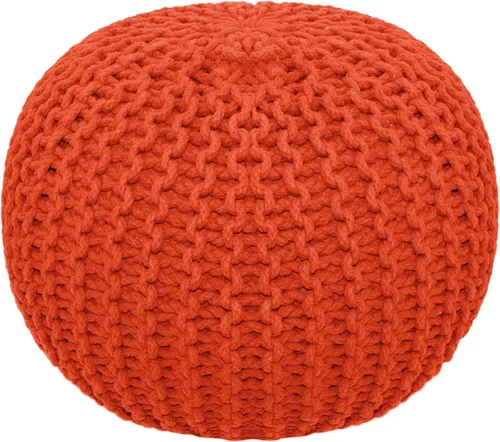 Miniatura 11 de COTTON CRAFT Puf Cubo Trenzado – Otomana de Cordón de Algodón Tejido a Mano Cable Dori – Taburete para Pies – Puf de Piso – Reposapiés – Asiento