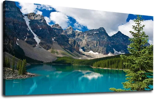 yearainn Lienzo grande de Moraine Lake para pared, decoración de pared para dormitorio, imagen de montaña, lienzo, decoración de sala de estar,