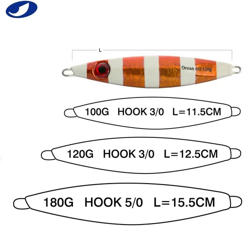 Miniatura 4 de OCEAN CAT Señuelos de pesca con jigging de paso lento, kit de plantillas brillantes para pesca en agua salada con ayuda de anzuelo lento, anzuelo