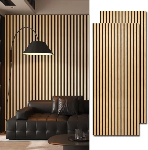 Miniatura 9 de Art3d Paquete de 2 paneles acústicos de listones de madera de 94.5 x 24 pulgadas para pared y techo - 31 pies cuadrados Panel acústico 3D estriado