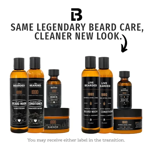 Miniatura 2 de Live Bearded Kit completo de aseo para barba, lavado, acondicionador, mantequilla y aceite, fabricado en los Estados Unidos con ingredientes