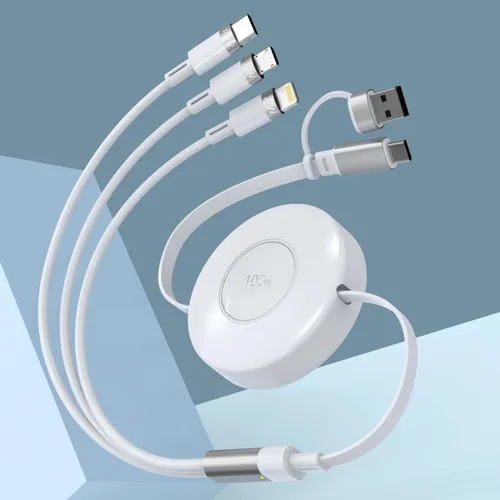 Miniatura 9 de Cable de carga USB C retráctil multi 5 en 1 USB A/tipo C a Lightning/USB C/Micro iPhone, cable de carga múltiple de 100 W para iPhone 15 14 13 12
