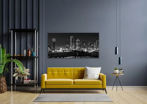 Miniatura 6 de NAN Wind 1 pieza de lienzo con diseño de horizonte de Dallas, escena nocturna de la ciudad en blanco y negro, moderna pintura giclée en lienzo
