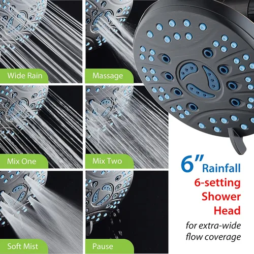 Miniatura 8 de Hotel Spa AquaCare Visto-En-TV Cabezal de regadera de mano y lluvia de alta presión de 50 modos de 3 vías con jets anti-obstrucción, modo de 2 tubos