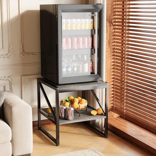 Miniatura 8 de Mesa auxiliar con estación de carga, mesa auxiliar cuadrada de 20 pulgadas con puertos USB y tomas de corriente, mini soporte para refrigerador