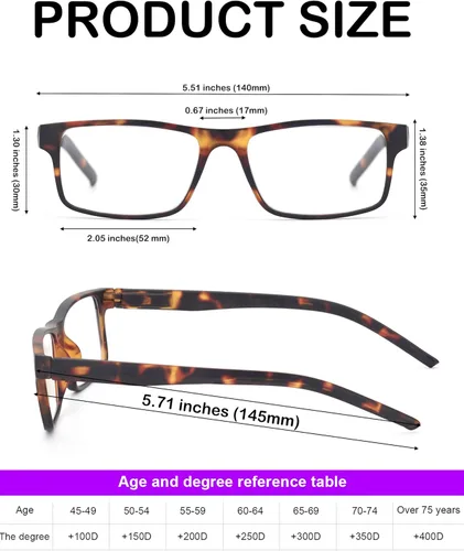 Miniatura 4 de Reading Glasses for Men Women, Spring Hinge Readers Glasses, Blue Light Blocking Lens Eyeglasses SR20523