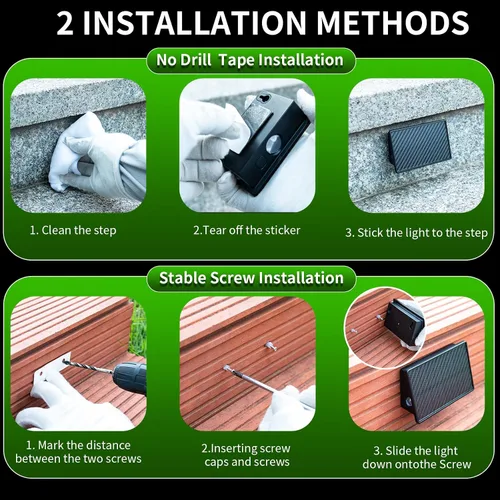 Miniatura 6 de JSOT - Luces de escalera para cubierta de 4 unidades para cerca exterior, pared, escalera, patio, jardín, decoración del patio trasero con 5 modos