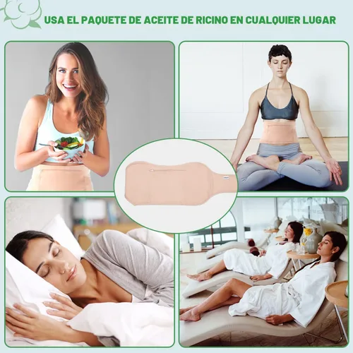 Miniatura 7 de DEROWN Paquetes de aceite de ricino para desintoxicación del hígado, menos desorden hechos de franela de algodón orgánico y PUL impermeable, kit