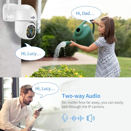 Miniatura 4 de Hiseeu - Cámara de seguridad WiFi de 5MP para exteriores, con inclinación y panorámica de 360°, seguimiento de movimiento, focos, alarma de luz