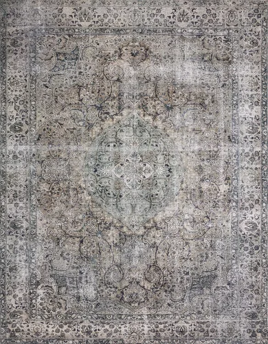 Miniatura 3 de Loloi - Tapete decorativo de pelo corto sala de estar, suave duradero, colección Layla, estampado envejecido retro, no desprende pelo, fácil Gris