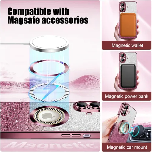 Miniatura 147 de Misscase Funda magnética con purpurina para iPhone 11 compatible con MagSafe, protección completa, delgada, a prueba de golpes, antiarañazos