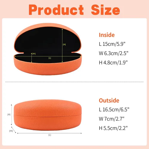 Miniatura 5 de Paquete de 2 fundas rígidas grandes para lentes de sol, funda protectora para gafas de sol y lentes