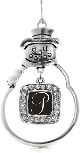 Miniatura 100 de Inspired Silver - Adorno de rodillo de reina - Adorno cuadrado de plata con muñeco de nieve con joyas de circonita cúbica