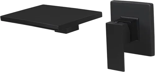 Grifo de bañera de latón para montaje en pared, grifo de bañera romana de una sola manija con válvula áspera, negro mate, 2Y3MK Mate negro