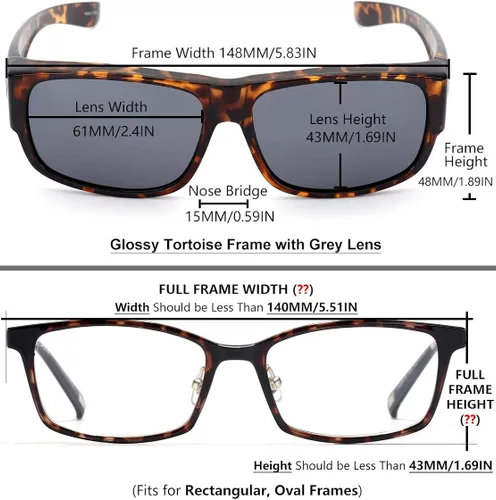 Miniatura 3 de CAXMAN Polarized Over Glasses Sunglasses for Prescription Frames Small Medium Oversized
