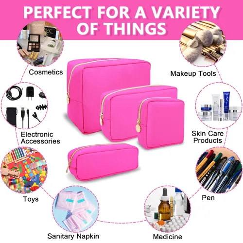 Miniatura 5 de Estuche pequeño para lápices y maquillaje para bolso, lindo estuche de lápices, bolsa de pinceles de maquillaje de nylon con cremallera, estuche