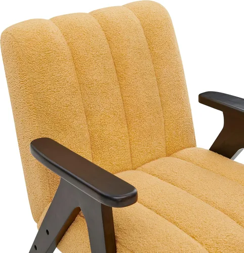 Miniatura 5 de Roundhill Furniture Rella Modern Teddy Sherpa - Silla decorativa con marco de madera espresso, color amarillo
