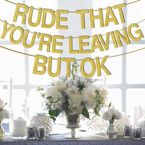 Miniatura 4 de Cartel de Rude That You're Leaving But Ok, decoración de fiesta con texto en inglés "We Will Miss You", decoración con texto en inglés "Going Away