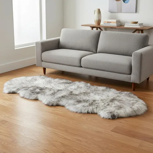 Miniatura 39 de Alfombra de Piel de Oveja Genuina Azul Playa de 2x3 pies, Alfombra de Acento de Piel Real Suave de Una Sola Piel para Silla, Funda de Asiento
