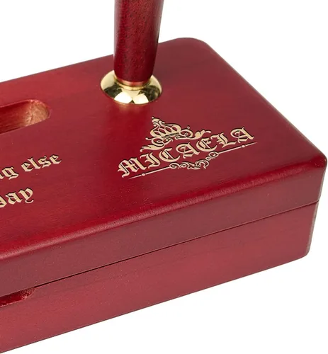 Miniatura 5 de Sistema grabado personalizado de la pluma de madera, pluma ejecutiva y caja con personalización libre, bolígrafo de palo de rosa con estuche