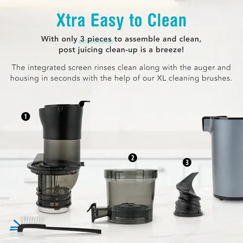 Miniatura 7 de Shine SJX-1 - Exprimidor fácil de prensar en frío con canal de alimentación XL y cuerpo compacto, color gris