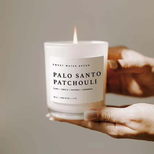Miniatura 6 de Sweet Water Decor Vela de Palo Santo Patchouli - Vela de Spa de Soja con Aroma a Clavo, Vainilla, Madera de Cedro, Pachulí para el Hogar - Frasco