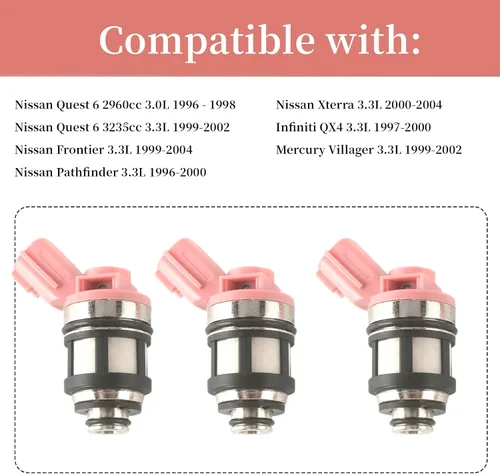 Miniatura 5 de 166001800 Inyectores de combustible Compatibles con Nissan Frontier Pathfinder Xterra/para Infiniti QX4 / para Mercury Villager 3.0L 3.3L 1996 1997