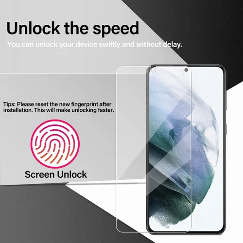 Miniatura 4 de Protector de pantalla de vidrio templado para Galaxy S21 + protector de lente de cámara [2 + 2 unidades] [compatible con fundas] [antiarañazos]