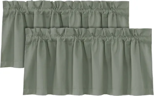 Miniatura 18 de H.VERSAILTEX Cenefas de cortina 100% opacas para ventanas, 2 paneles con aislamiento térmico, bolsillo para barra, pequeña cenefa corta para cocina