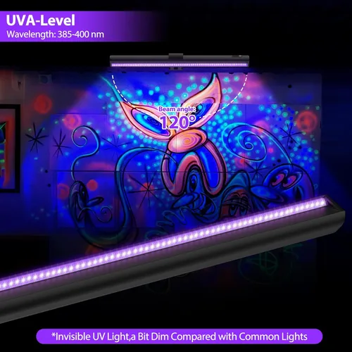 Miniatura 5 de Onforu Luz Negra para Tapiz de Luz Negra, Luz de Imagen Recargable de 15 Pulgadas con Control Remoto, Barra de Luz Negra de 4000mAh para Póster