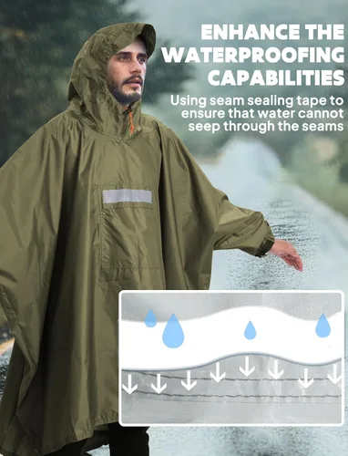 Miniatura 145 de ANYOO Poncho de lluvia con capucha para adultos, impermeable, ligero, para hombres y mujeres, chaqueta de lluvia reutilizable para emergencias al