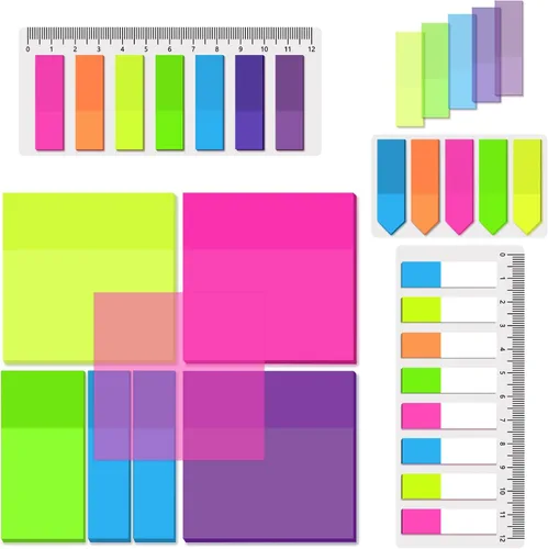 Miniatura 11 de BAYTORY 1300 hojas de notas adhesivas transparentes pastel, transparente, impermeable, 3 x 3 pulgadas, bloc de notas transparente, pestañas