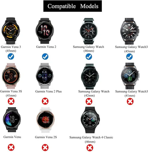 Miniatura 3 de Paquete de 2 bandas elásticas ajustables, muñequeras y tobilleras de 0.866 pulgadas con deslizador de triple deslizamiento para Garmin Vivoactive